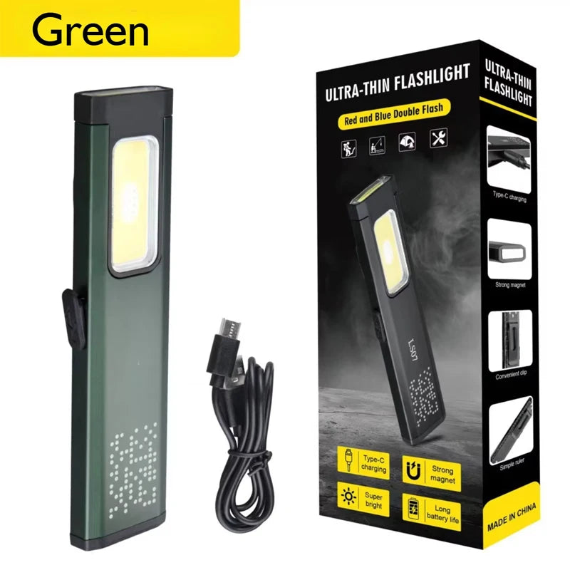 Mini Portable Rechargeable LED Torch Light, Waterproof Outdoor Work Pocket Flashlight with Magnetic Grip, Compact LED Flashlight
