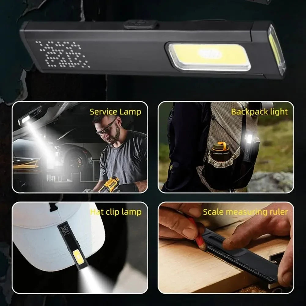 Mini Portable Rechargeable LED Torch Light, Waterproof Outdoor Work Pocket Flashlight with Magnetic Grip, Compact LED Flashlight