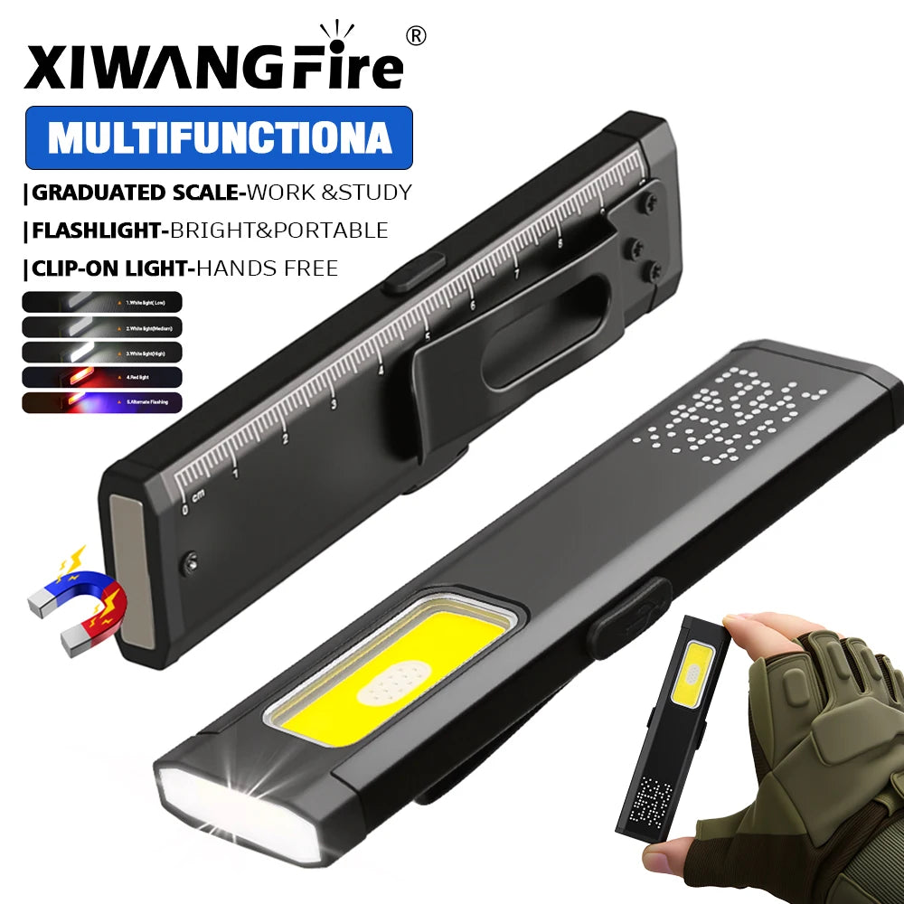 Mini Portable Rechargeable LED Torch Light, Waterproof Outdoor Work Pocket Flashlight with Magnetic Grip, Compact LED Flashlight